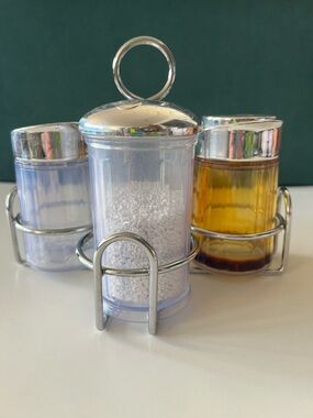 Melissa & Doug Clear, Amber and Silver 3-Piece Condiment Set